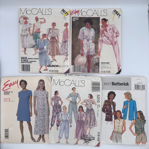 McCall's Other - UNCUT Lot of 5 Vintage McCalls Butterick Sewing Patterns 80s 90s Jumpsuit Dress